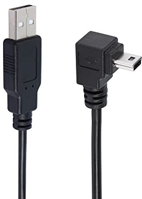 QIANRENON 90 Grad Mini USB auf USB 2.0 Verlängerungskabel, Mini 5 Pin USB B Stecker, rechtwinklig auf USB 2.0 Stecker Datenkabel GPS Gerätekabel, 1,5m (nach unten gewinkelt)