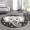 CARPETIA Kinderzimmer Teppich Baby Spielteppich 3D Optik High Low Effekt Elefant Creme grau schwarz, 200 cm rund