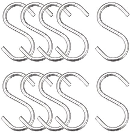 sourcing map S-Haken, 4 cm lang, Edelstahl, zum Aufhängen von Gegenständen in Küche, Garten, Bad, Garage, 10 Stück