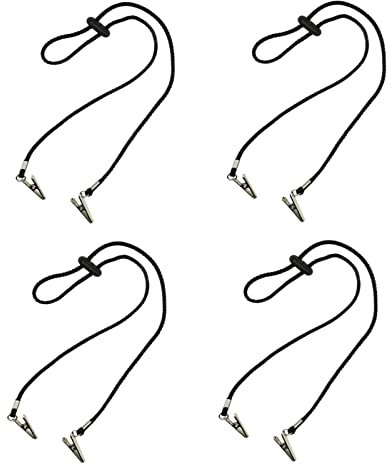 4 Stück Serviettenhalter Lanyard, Serviettenkettchen Verstellbar Lanyard, Serviettenkette mit Clip, Kette Flexible Lanyard, gelten für ältere Menschen Erwachsene, Restaurant,Familie(Schwarz)