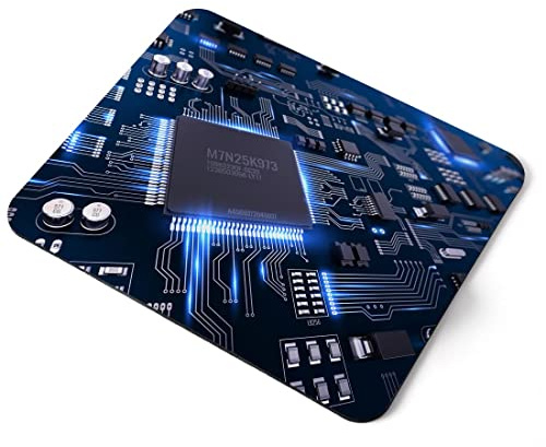Computer Mouse Mat Pad - Electronic Circuit Board Gaming Home Office PC Desk Accessory Flexible Fabric Top Large 5mm Laptop Desktop Printed Art Ergonomic #21686