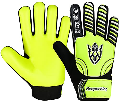 Keeperking Guanti da portiere per bambini, ragazzi e ragazze, guanti da calcio per ragazzi e ragazzi (7, giallo/nero/giallo)