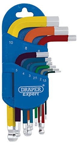 Draper 04912 Metric Multicolour Short Arm Ball End Hex Key Set (9 Piece)