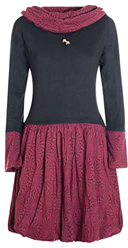 Vishes - Alternative Bekleidung - Langarm Damen Kleid Jerseykleid Strickkleid Ballonkleid - Kleid Damen Langarm Kleid Herbst