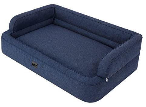 DOGGY Hundebett, Katzenbett, Hundesofa, Abnehmbar Bezug, Hundekorb, Hundekissen, Möbel für Tiere, Hundeliege, Schlafplätze, L: 78x47 cm, Navy Blau