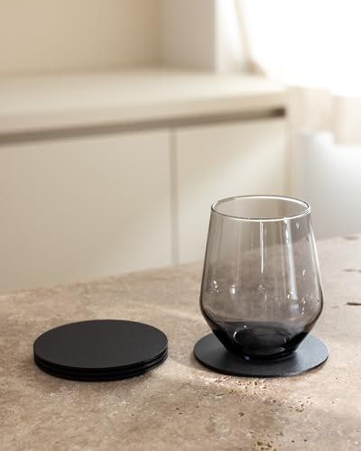 Metallbude Untersetzer KIVA - 4er Set Rund/Schwarz - Minimalistischer Glasuntersetzer aus pulverbeschichtetem Metall - Ø 10 cm