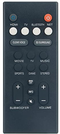 VINABTY VCQ9140 Ersatzfernbedienung kompatibel mit Yamaha Sound Bar Soundbar Audio Lautsprechersystem YAS-109 ATS-1090 YAS-209 ATS-2090