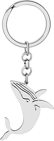 DALANE Edelstahl Wal Schlüsselanhänger Fisch Schlüsselanbund Ozean Leben Schmuck Wal Geschenke für Damen Mädchen (Versilberte)