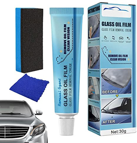 Stronrive Ölfilmreiniger Für Autoscheiben Auto Glasreiniger Fenster Reiniger Autoglas Politur Mit Und Handtuch Für Innen Und Außenanwendung, Glaspolitur Entfernt Verkehrsfilm, Fett, Schmutz, Staub