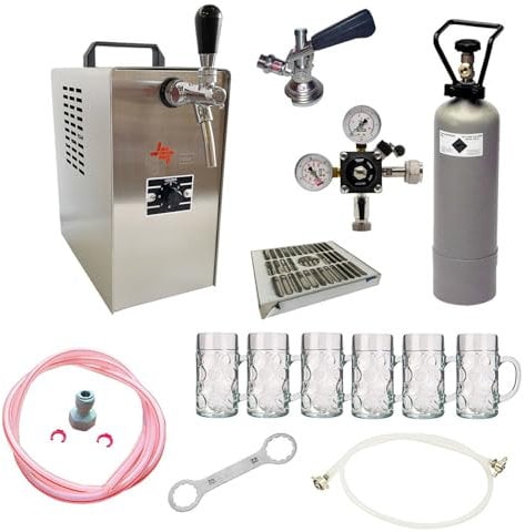 Set Completo - Spillatore Birra - Jet 30, Dispenser Birra, Macchina per Birra 1-Linea, 35 Litri/h, incl. Bicchieri da Birra Isar 0,3 Litri 6 pz., Keg:KeyKeg
