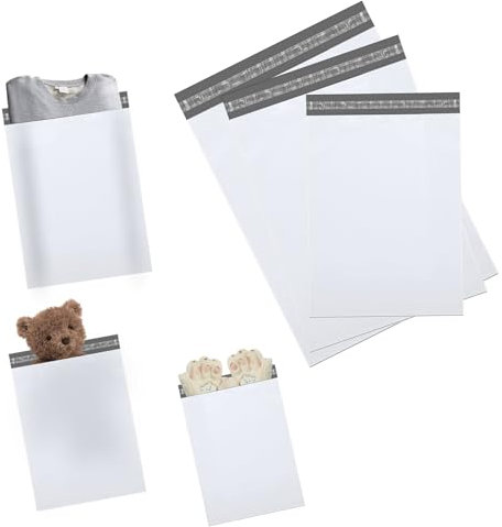 100 Stück Verpackungstüten Weiß Selbstklebend, CHEVVY 50CM 35CM 42CM Versandtaschen Selbstklebend und blickdicht Blickdichte Kunststoff Versandbeutel für Textilien und Güter
