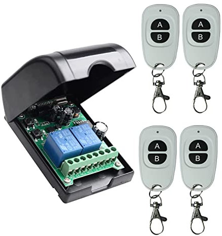 12 V, 24 V, control de acceso, mando a distancia, cerradura eléctrica, lámparas y actuadores lineales, módulo de relé CC, interruptor inalámbrico con 4 transmisores