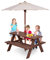GOPLUS Kindermöbel, aus Tannenholz, Picknicktisch mit Bank für Kinder, mit Sonnenschirm, Kindersitzgruppe für 4 Kleinkinder, Geeignet für drinnen & draußen, Garten, Balkon, Strand (Modell 2)