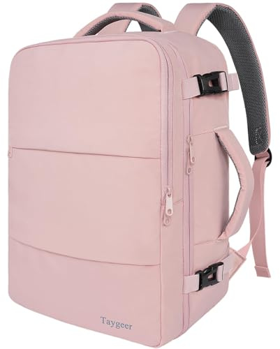 Taygeer Laptop Backpack for Women, Large Travel Backpack with 17.3 inch Laptop Compartment, TSA Friendly 40l Carry On Mochila, Daypack Business Computer Bag for Office Work Travel Essentials, Pink