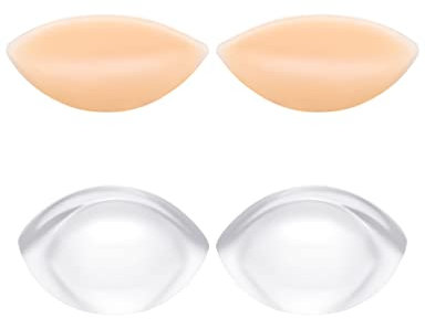 Kiiwah 2 Paar Silikon BH Einlagen Push Up, Bikini Einlagen wasserdichte BH Pads Wiederverwendbar für Bikini Badeanzug (Transparente, Hautfarben)