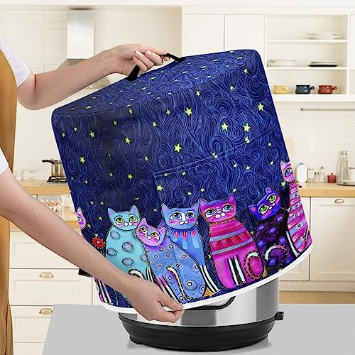 Xoenoiee Starry Night Cats Pattern Pressure Cooker Cover for 6 qt Instant Pot, Kitchen Appliance Dust Cover with Pockets for Rice Cooker Air Fryer Slow Cooker, XOE-CZ45