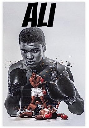 ZAPORA Muhammad Ali Leinwand-Poster, Wandkunst, Dekordruck, Bild, Gemälde für Wohnzimmer, Schlafzimmer, Dekoration, ungerahmt, 30 x 45 cm