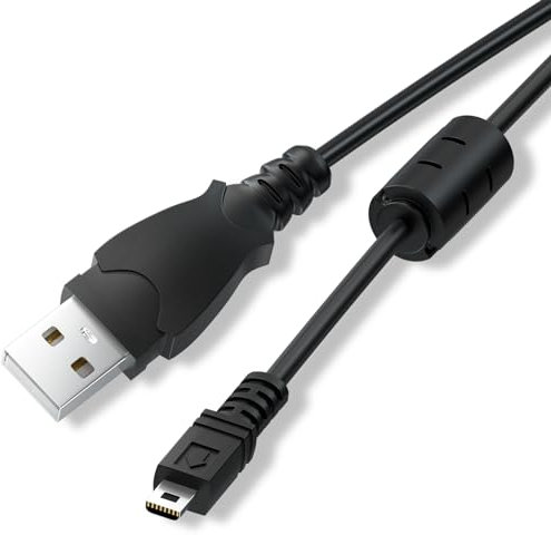 LEAGY Cable USB Cable de transferencia de carga rápida USB-A a Mini USB 2.0 de 8 pines con enchufes plateados y anillo magnético de ferrita antiinterferencias, 0.9 m, negro