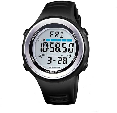 Sunshine smile Orologio contapassi, contapassi per anziani senza app, orologio da polso con contapassi, non Bluetooth, contatore di calorie impermeabile, per appassionati di fitness e anziani