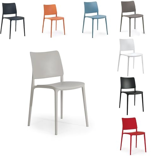 PAPATYA Joy-S 1er-Set Designer- Kunststoffstuhl, 200 kg belastbar, Leichter stapelbar Gartenstuhl, wetterfester Balkonstuhl, Terrassenstuhl, Hotelstühle, Restaurantstühle, Stapelstuhl (Hellgrau)