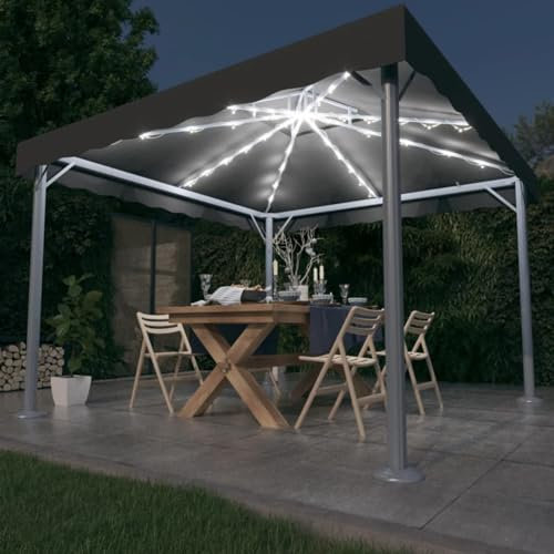 Festnight Pavillon 300x300 cm mit LED Beleuchtung Gartenpavillon XXL Garten Partyzelt Gartenzelt Pergola Gazebo Event Festzelt Bierzelt Groß Eventpavillon für Party Camping Festival Picknick Anthrazit