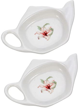 TOPBATHY Accessoires 2 Pièces Soucoupe Sachet De Thé Distributeur De Collations Tiroir Organisateur De Sachets De Thé Cuillère à Café De Cuillère en Porcelaine Voyage Céramique Bijoux