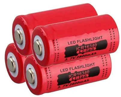 16340 Pilas Recargables, 3.7V 2800mAh 16340 Baterías 16340 de Litio Batería Gran Capacidad Top Botón Li-Ion Bateria para Linternas LED, Linterna Frontal, Dispositivos Electrónicos