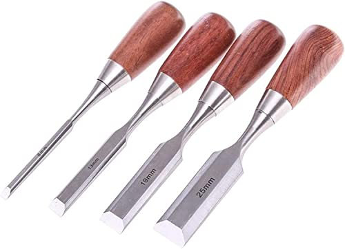 4 Unids/set Cinceles de Madera, Herramientas de Talla de Madera para el Hogar de Mango Corto, Cuchillos de Talla de Madera Afilados Hechos a Mano de Acero Inoxidable para Carpinteros/Talladores/Herram
