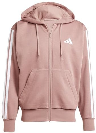 adidas Herren Essential Three Stripes Fleece Zipper Hoodie, warm Clay/White, L