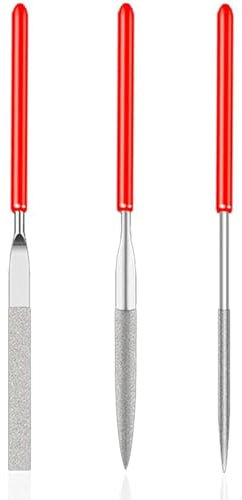 Lot de 3 mini limes en métal, petites limes diamantées en métal, limes rondes, plates et triangulaires, pour le bricolage, le bois, le verre, la céramique, les bijoux, le verre, la sculpture sur bois,