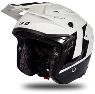 Ufo Plast M Sheratan Motorradhelm Jethelm, weiß/schwarz