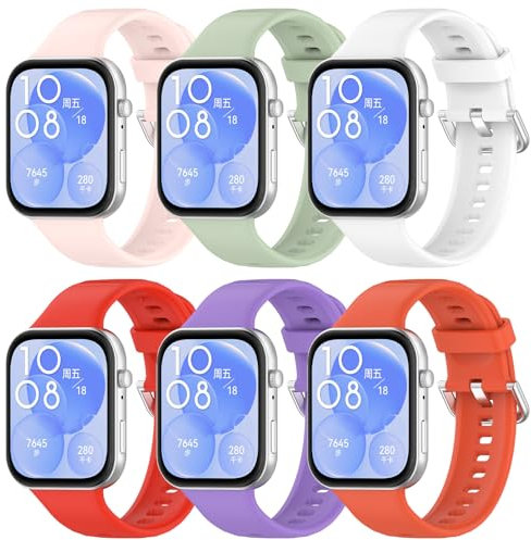 WindRen 6 Pièces Bracelet pour Huawei Watch Fit 4/Fit 3,Bracelet Fitness Bande de Remplacement en Silicone Strap Extensible Compatible avec Huawei Watch Fit 4/Fit 3