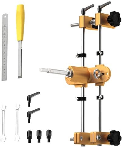 Mortise Lock Jig, Door Lock Hole Opener Kit Lock Mortiser for Wooden Doors Lock Installation/Change Mortising Machine Mortise Jig with 3 Drill Bits, Door Mortise Jig