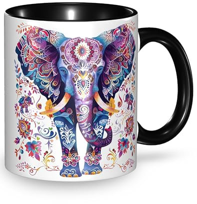 Elephant Coffee Mug Funny Novelty Ceramic Tea Cup Dishwasher Microwave Safe 11oz Office And Home Ideal Present for Women Men