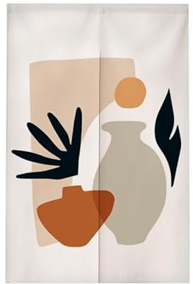 Türvorhang Schwarz Orange Braun Türvorhang Insektenschutz Polyester Raumteiler Vorhang mit Teleskopstange Vorhang Kurz Küchenvorhang Fliegenvorhang Terrassentür Waschbar Tür Vorhang 80x120cm
