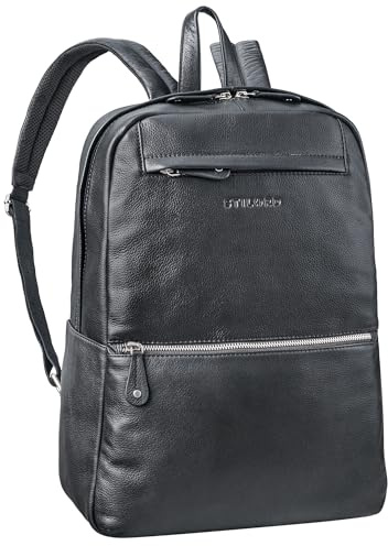 STILORD 'Benedict' Echt Lederrucksack Damen und Herren Elegant - Premium Rucksack Leder mit Laptopfach 15-16 Zoll - Ideal als Business-Rucksack mit Rückenbelüftung, Farbe:schwarz