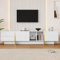 ModernLuxe TV Stand for 85-Inch TV, White & Gold Media Console with Embossed Pattern, Storage Cabinets & Drawers, Modern Entertainment Center for Living Room & Bedroom