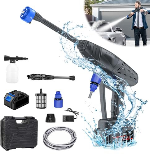 Kabelloser Hochdruckreiniger, 48V Max Mobile Hochdruckreiniger mit Akku, 5M Schlauch, Schaumkrug, Akku Hochdruckreiniger für Autos, Fenster, Rasen, Gärten, Pets