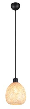 Kleine Pendelleuchte mit Lampenschirm aus geflochtenem Bambus, Ø 18cm