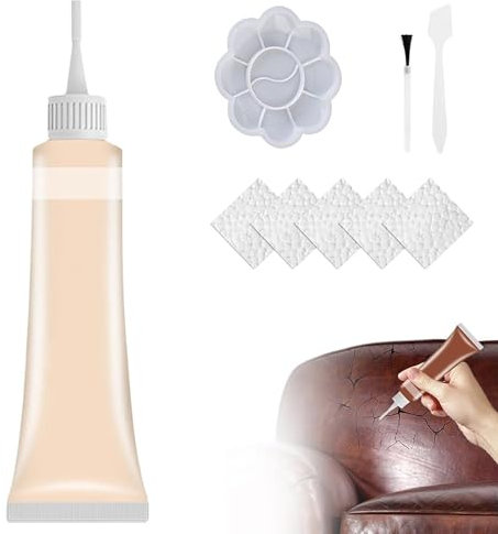 Leder Reparatur Set,2025 Neuest Kunstleder Selbstklebend Lederreparaturgel,Lederpflege Für Auto Und Ledercouch,Kunstleder Reparaturset für Möbel und Autozubehör,Beige