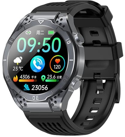 MEIION Stahl Gear stahlgear Appolo - EKG Smartwatch wasserdichte Herren GPS Smartwatch mit Herzfrequenzmesser, Schrittzähler, Höhenmesser Kompass Ideal für iOS/Android