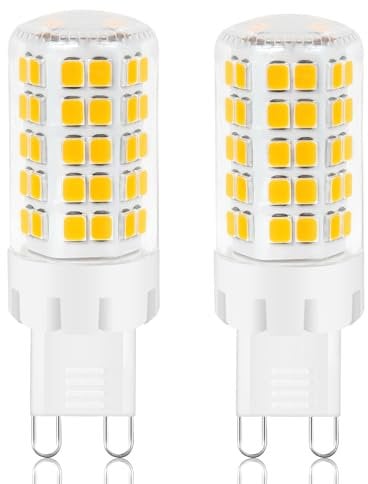 Euxper G9 LED Lampen 8W Warmweiß 3000K, GU9 LEDs Glühbirne Entspricht 60W 80W Halogen birne, Kein Flackern LED G9 Leuchtmittel, AC 220-240V, 360°Abstrahlwinkel, 2er Pack