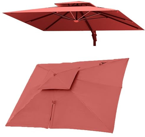 3 x 4 m rechteckiger Sonnenschirm, Ersatzstoff, 8 Rippen, freitragender Terrassenschirm, UV-Schutz, versetzte Sonnenschirme for den Außenbereich, Ersatzoberteil(Burgundy,Single top 3x4m(10' x 13'))