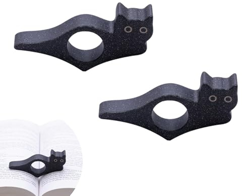 Cat Thumb Book Page Holder - ShiningUU 2PCS Reading Cat Book Holders | Cute Black Cats Design | Shaped Page Holders for Readers | Lightweight Book Accessories & Gifts for Book Lovers