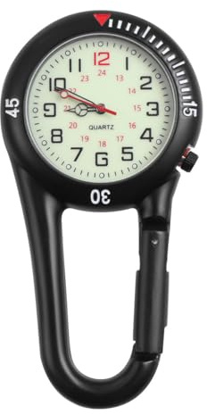 Toyvian Clip on Watch with Carabiner for Nurse, Luminous Pocket Watch for Women and Men, Lightweight Portable Fob Watch for Hiking, Backpack, and Uniform