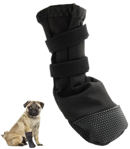 KUEEA Schwarz Hundeschuhe Pfotenschutz Outdoor – S-Größe, Hunde Schuhe zum Schutz vor Verletzung & Lecken, Anti-Rutsch für Indoor & Outdoor