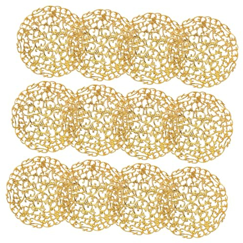 ROMISBABA 12 Stück Ramadan Deko Tablett aus Kunststoff in Gold Praktisch und Einfach zu Tragen als Arabische Geschirr Dekoration für Endtisch zu Ramadan