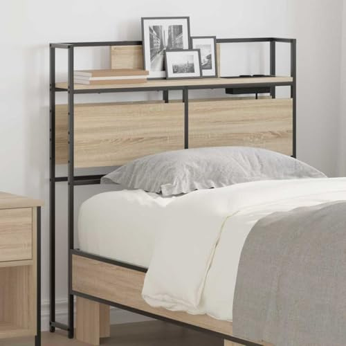 QJBSAVVA Kopfteil 80 cm Sonoma Eiche Stauraum Kopfteil Bett Holzwerkstoff Modernes Design Robustes Regal für Bücher Deko Schlafzimmer & Gästezimmer