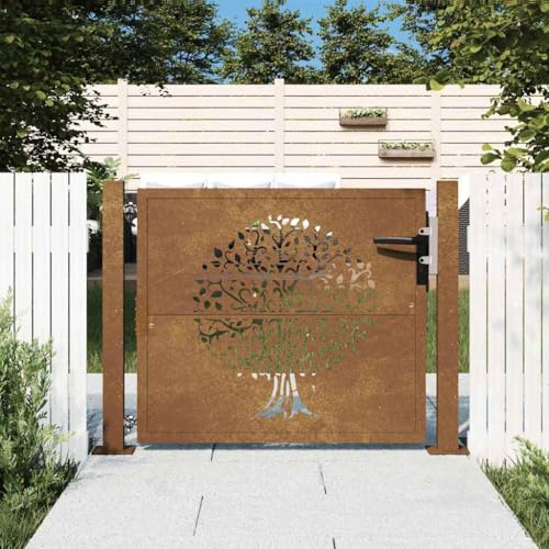 Emmtore Gartentor 105x130 cm Cortenstahl Baumdesign