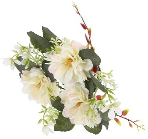 CONGARTENO Künstlicher Blumenkerzenring für Kerzenhalter, Boho, 1 Stück | Kunststoff Ring mit Leuchtenden Blüten, für Vase und Tischdeko, Weihnachten Mottoparty